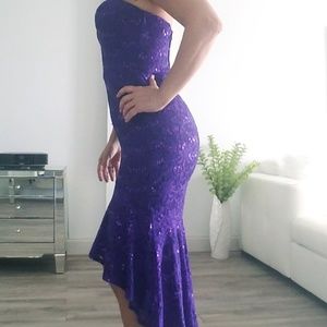Strapless Lace Sequined Gown